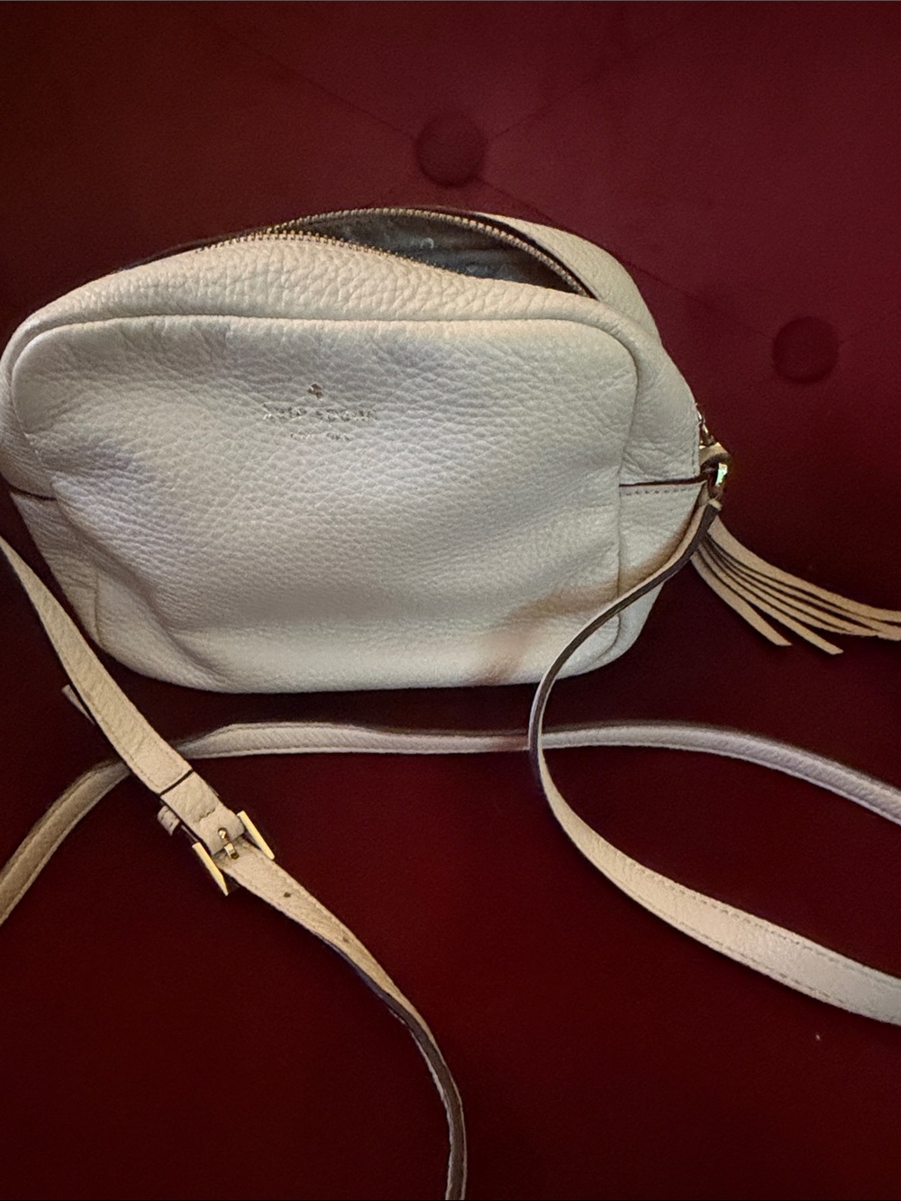 kate spade Cream Pebble Leather Crossbody with Tassel